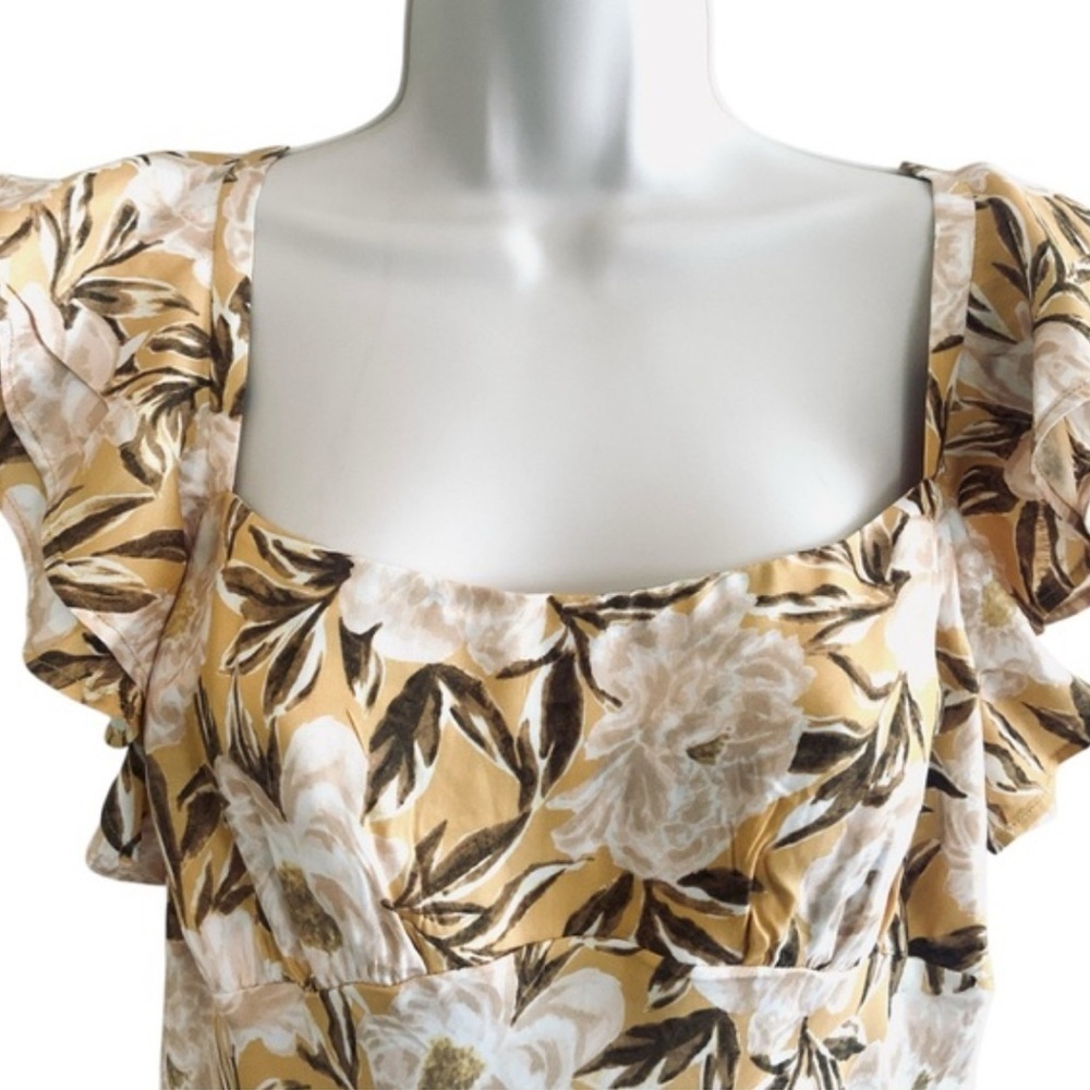 Madewell Floral Dress Angelina Slip Dress Chamomile Tea Yellow Floral Print - Picture 4 of 4